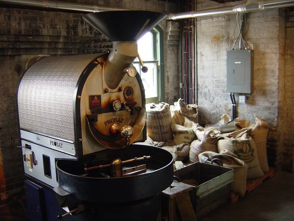 A cafe roasting its own coffee beans on site