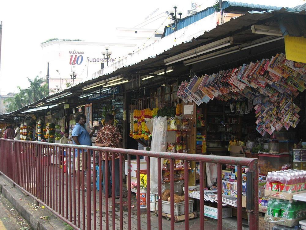 Shops outside the Sri Mariamman Temple in Johor Bahru