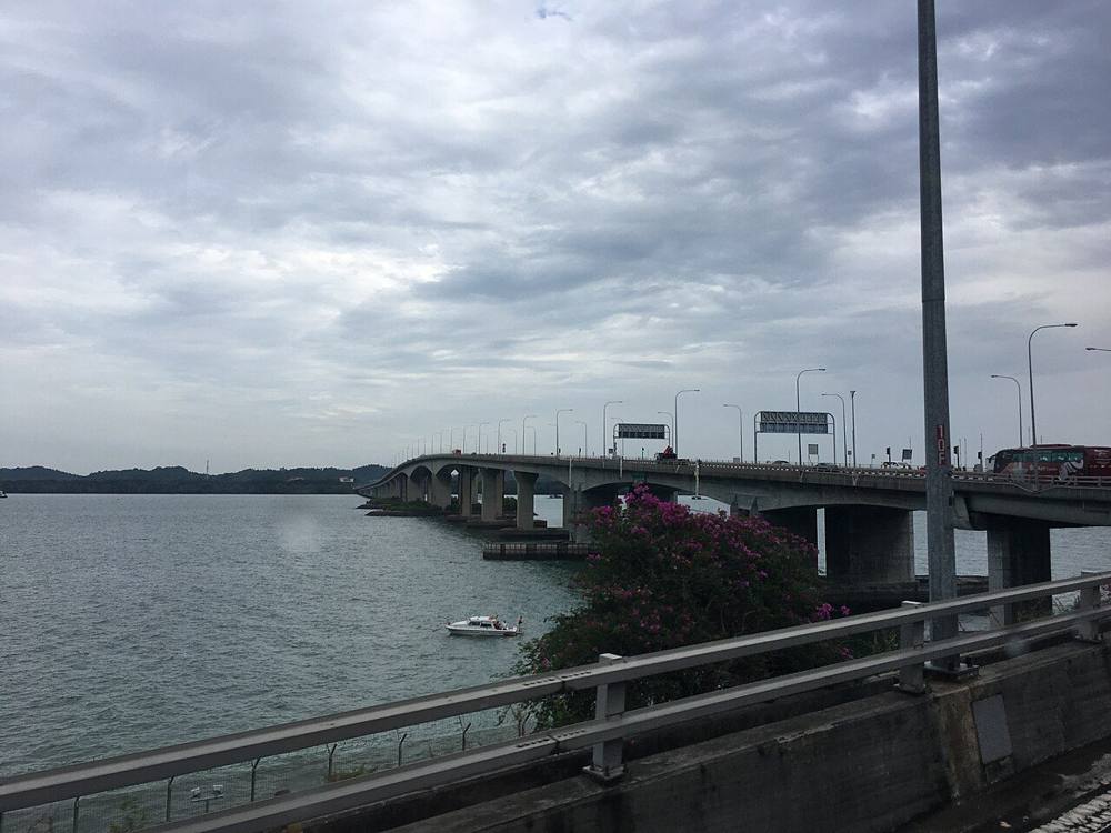 The Malaysia-Singapore Second Link bridge, seen just after leaving the Tuas Checkpoint complex