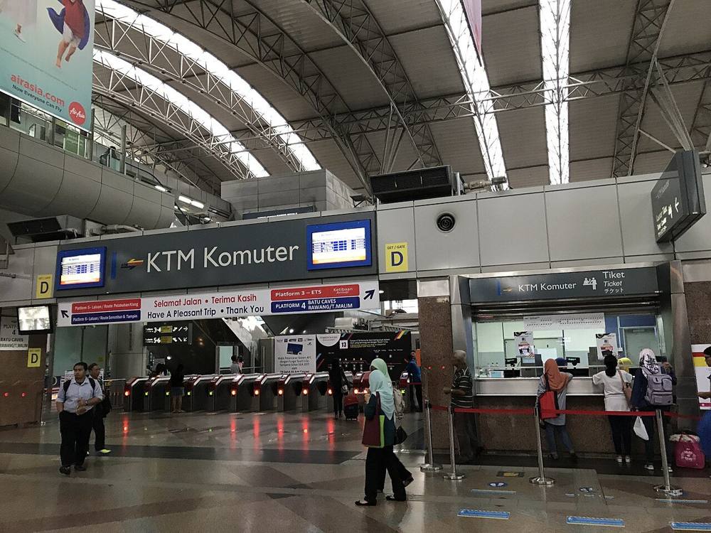 The KTM ticket counters and entry gates inside KL Sentral station