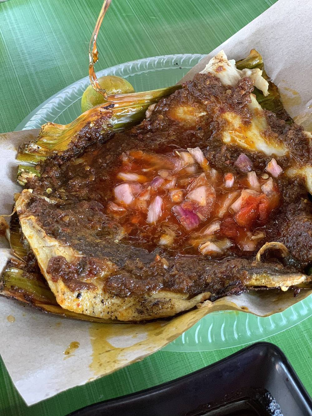 Grilled stingray with sambal, a classic Malaysian ikan bakar dish