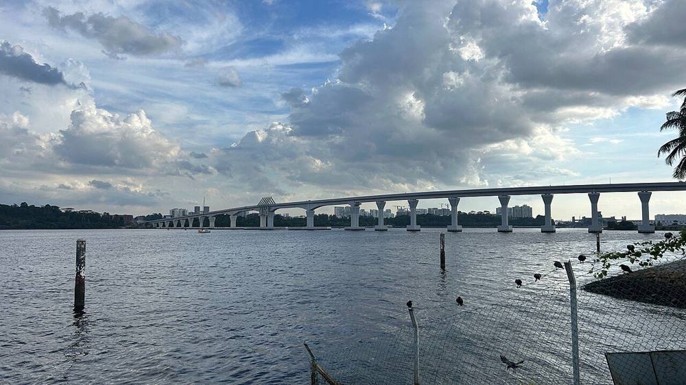 The Johor Bahru–Singapore RTS Link bridge over the Straits of Johor, seen from the Johor Bahru side