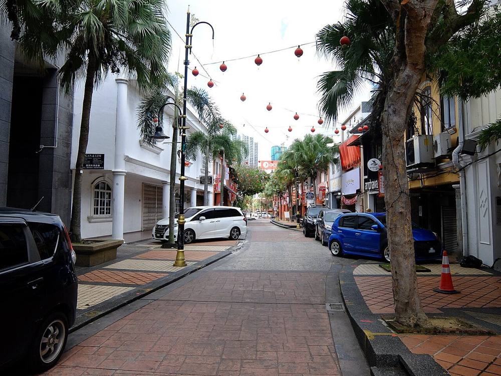 Jalan Tan Hiok Nee in Johor Bahru, a street of old shophouses